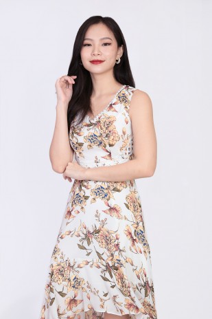 Felice Floral Dress in Forest Green