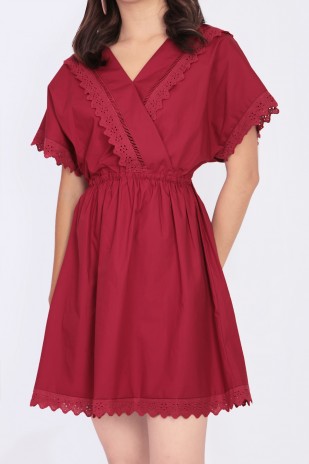 Jace Crochet Dress in Red
