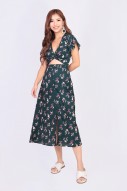 Kaley Floral Skirt in Forest Green