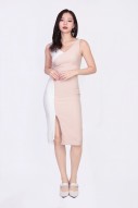 Emily Duo Tone Dress in Nude Pink