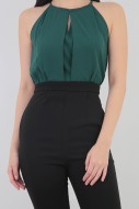 Philis Keyhole Jumpsuit in Forest Green