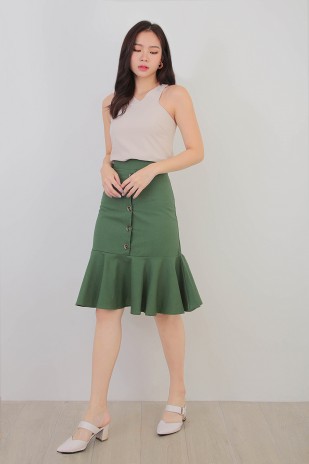 Flounce London Tall satin high waist maxi skirt with leg slit in mink -  part of a set | ASOS