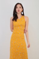 Jean Floral Midi Dress in Mustard