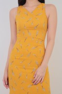 Jean Floral Midi Dress in Mustard
