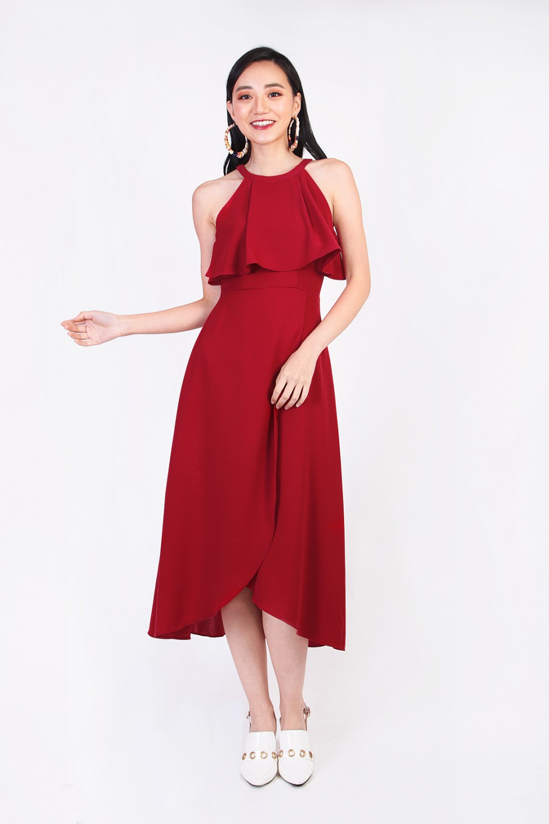Janis Overlay Maxi Dress in Wine Red - MGP