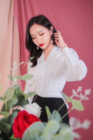 Maddy Button Blouse in White