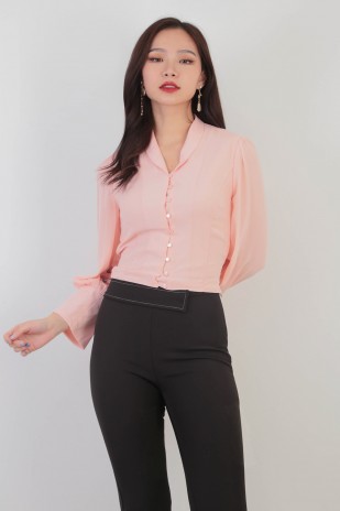 Maddy Button Blouse in Pink