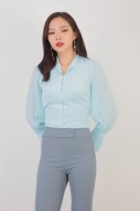 Maddy Button Blouse in Blue