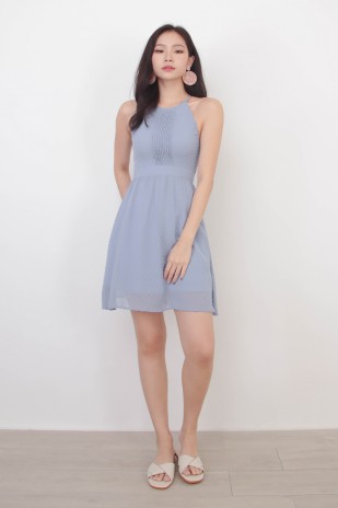 Carlia Dotted Dress in Lilac Blue