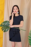 Jennie Side Peplum Dress in Navy