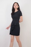 Jennie Side Peplum Dress in Navy