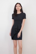 Jennie Side Peplum Dress in Navy