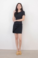 Jennie Side Peplum Dress in Navy