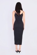 RESTOCK: Marian Cowl Midi Dress in Black