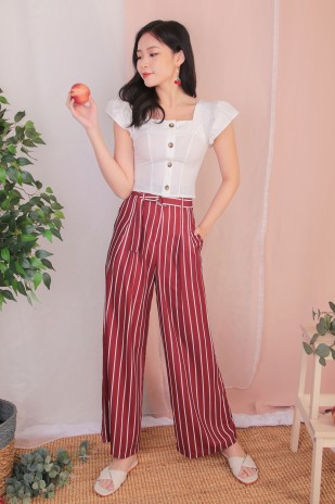 Nadia Stripes Pants in Wine Red