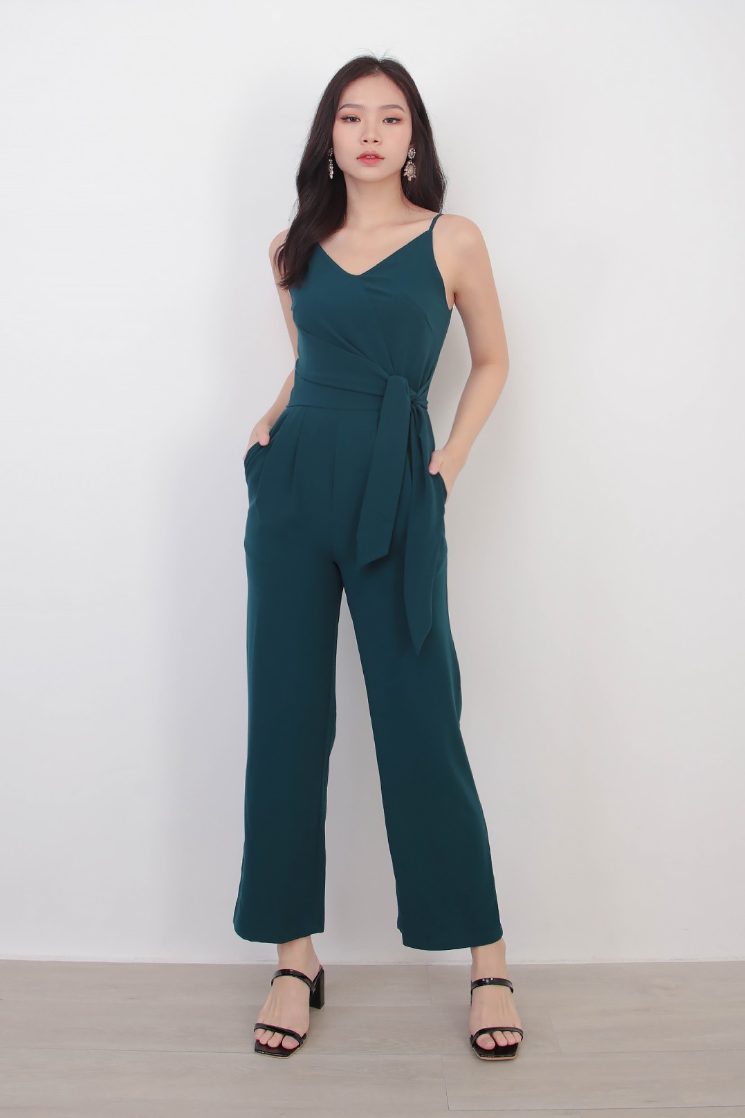 green high neck jumpsuit