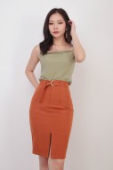 Tracy Belted Skirt in Orange
