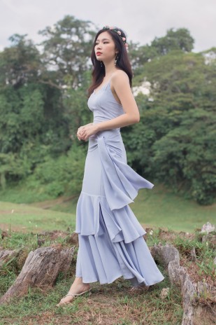 Remington Tiered Maxi Dress in Sky Blue