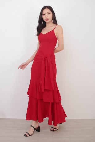 Remington Tiered Maxi Dress in Red