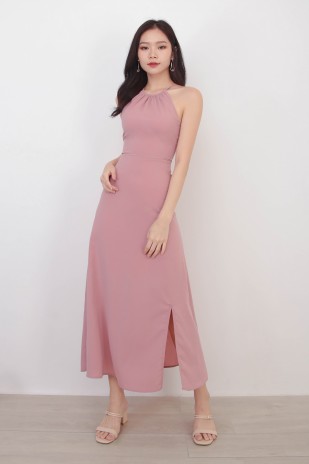 Darlene Slit Maxi Dress in Dusty Pink
