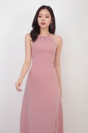 Darlene Slit Maxi Dress in Dusty Pink