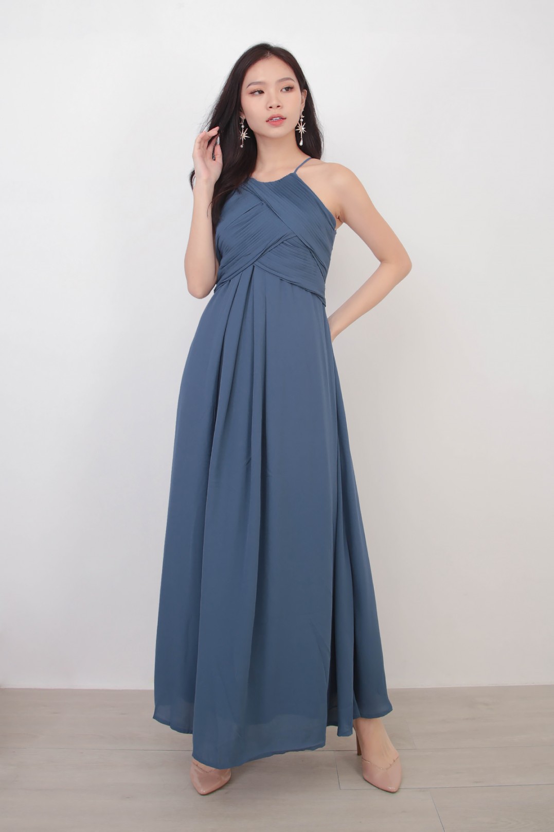 Steel blue wrap dress Outlet
