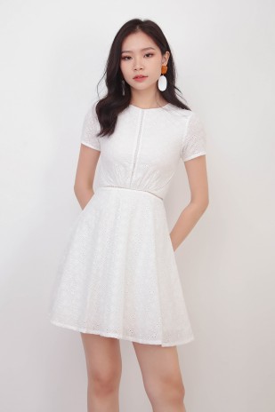 Priscilla Eyelet Dress in White