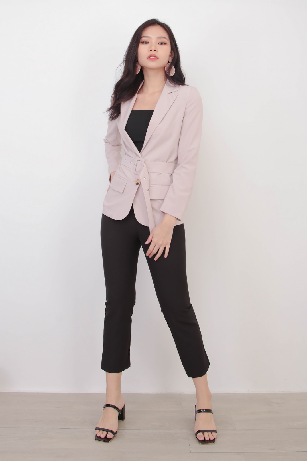 Layna Double Breasted Blazer in Nude - MGP