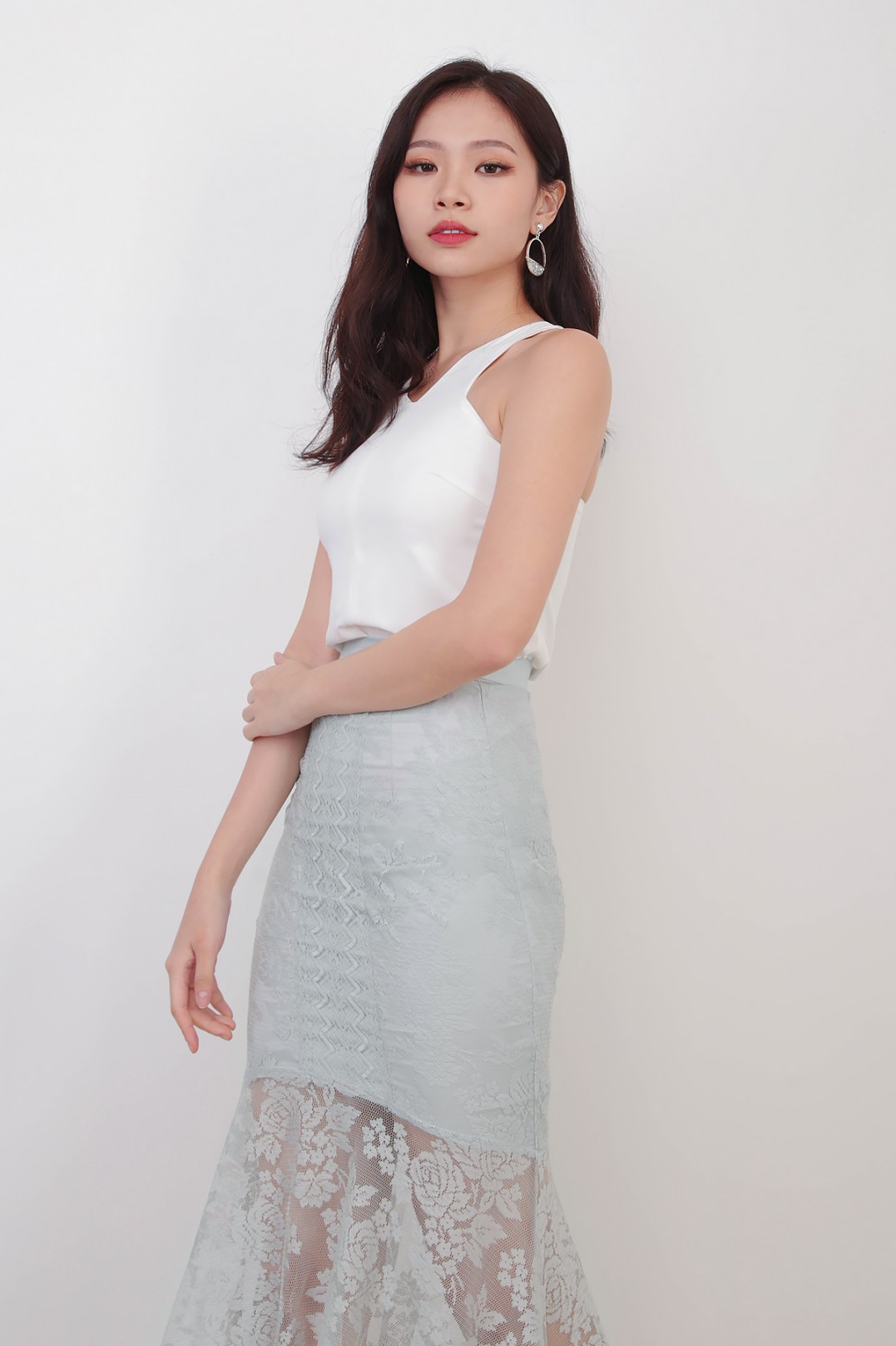 Lethia Lace Mermaid Skirt in Grey - MGP