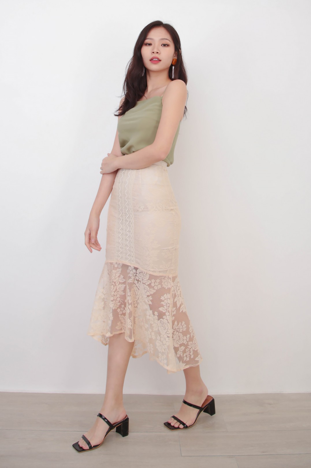 peach lace skirt