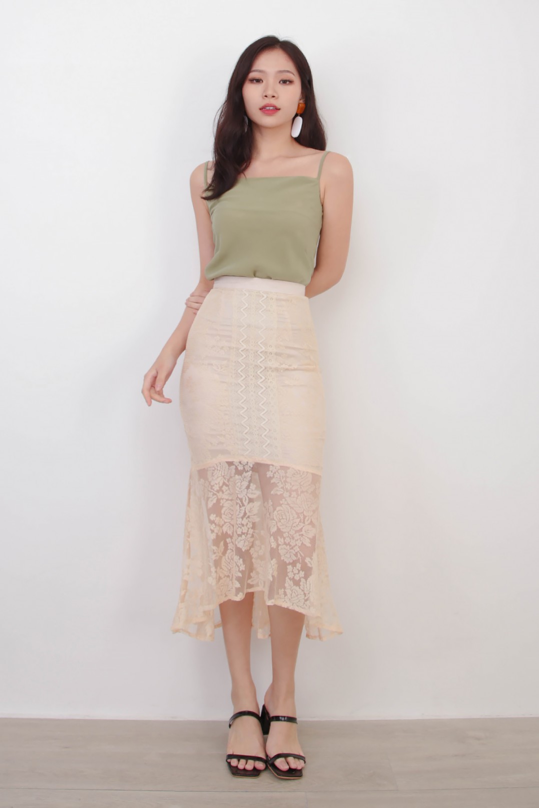 peach lace skirt