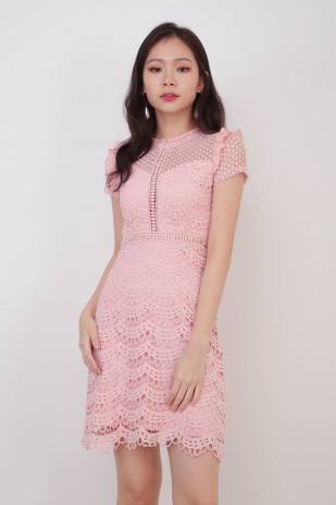 Noreen Crochet Dress in Pink