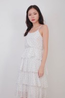 Riley Tiered Dotted Dress in White