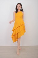 Jeanette Ruffle Dress in Mustard