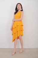 Jeanette Ruffle Dress in Mustard