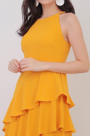 Jeanette Ruffle Dress in Mustard