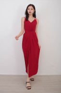 Faith Ruched Maxi Dress in Wine Red