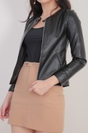 Carolle Leather Jacket in Black