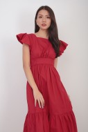 Embry Flutter Dress in Red
