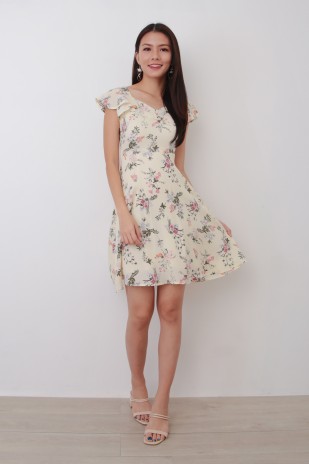 Melody Floral Dress in Cream