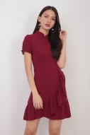 Le Lourve Ruffle Cheongsam in Wine Red