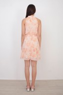 Ensley Pleated Floral Dress in Peach