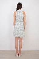 Ensley Pleated Floral Dress in Mint