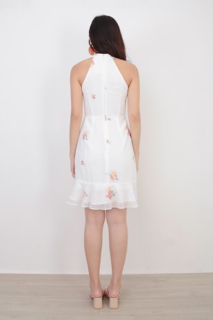 Mirenie Floral Embroidered Dress in White