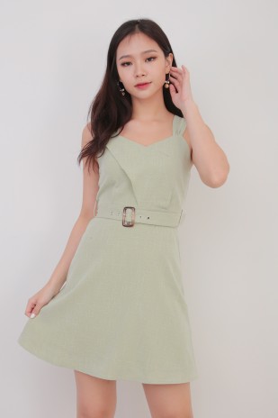 March Belted Dress in Mint