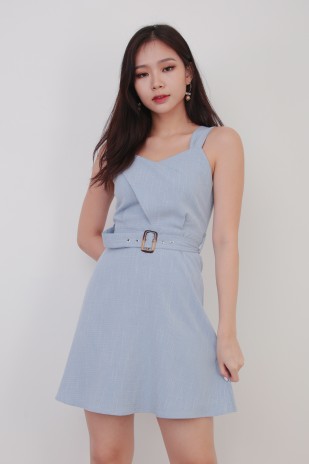 March Belted Dress in Blue