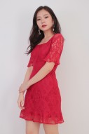 Reiko Lace Dress in Red