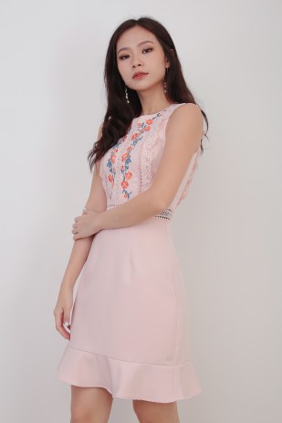 Ruby Embroidered Dress in Pink