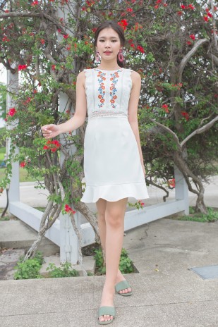 Ruby Embroidered Dress in White