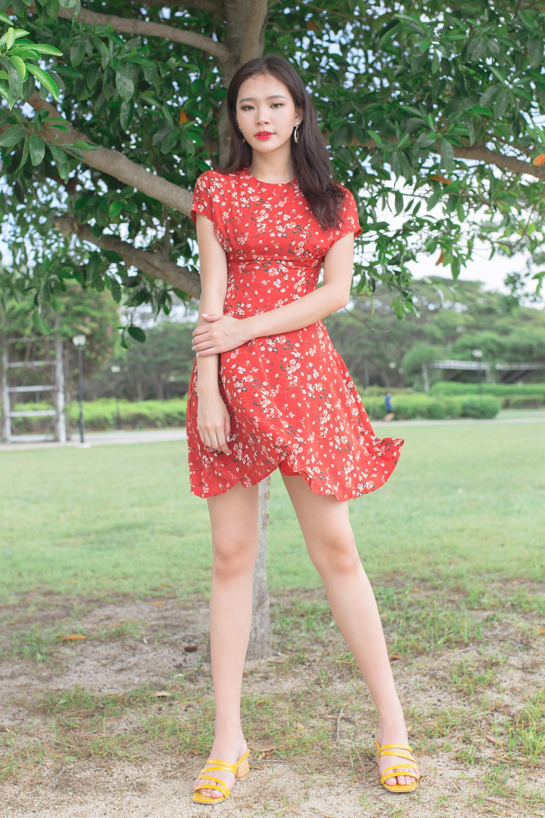 Red and green floral dress Clearance